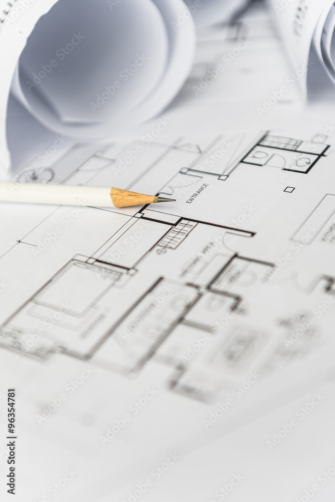 建筑施工图用白铅笔