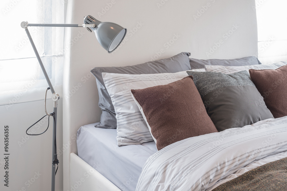 modern grey lamp in modern bedroom