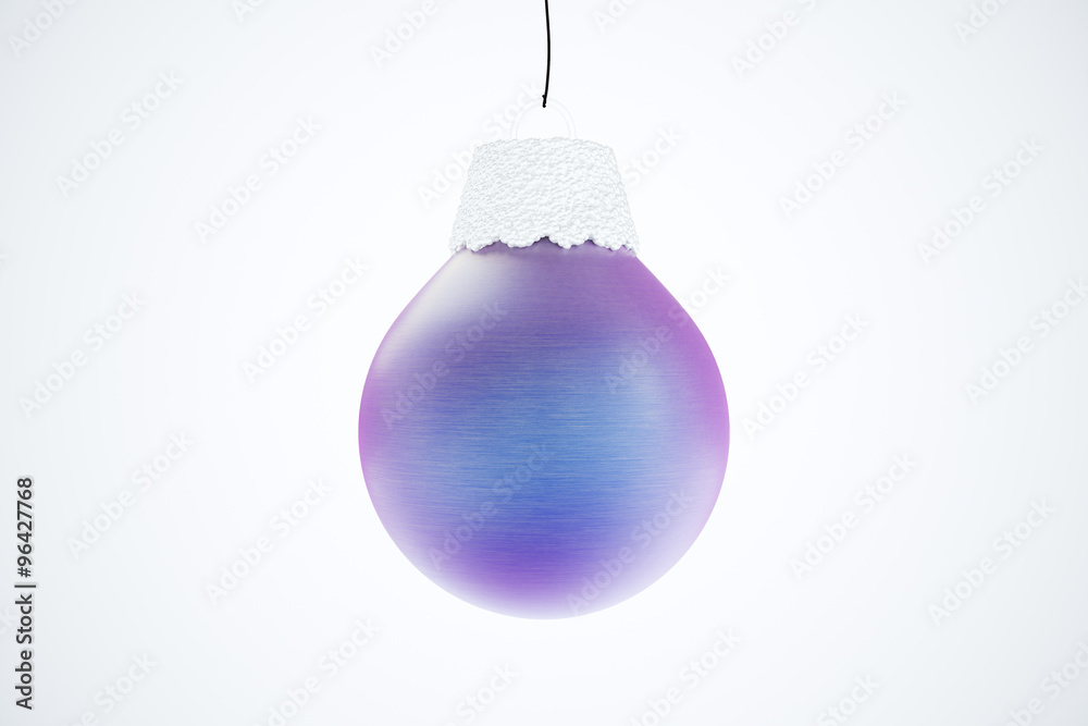 Christmas concept with violet christmas tree ball at white backg