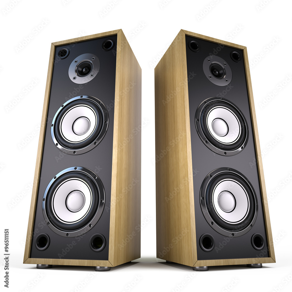 Two Big Audio Speakers boxes – advertisement, music, concert, audio concept