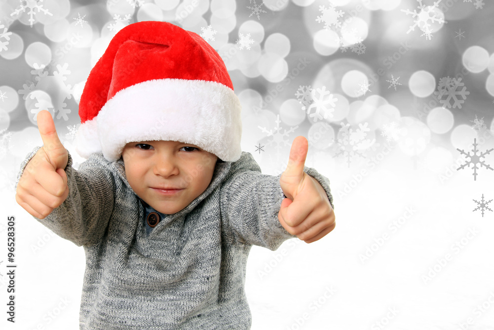 Santa boy with thumbs up.