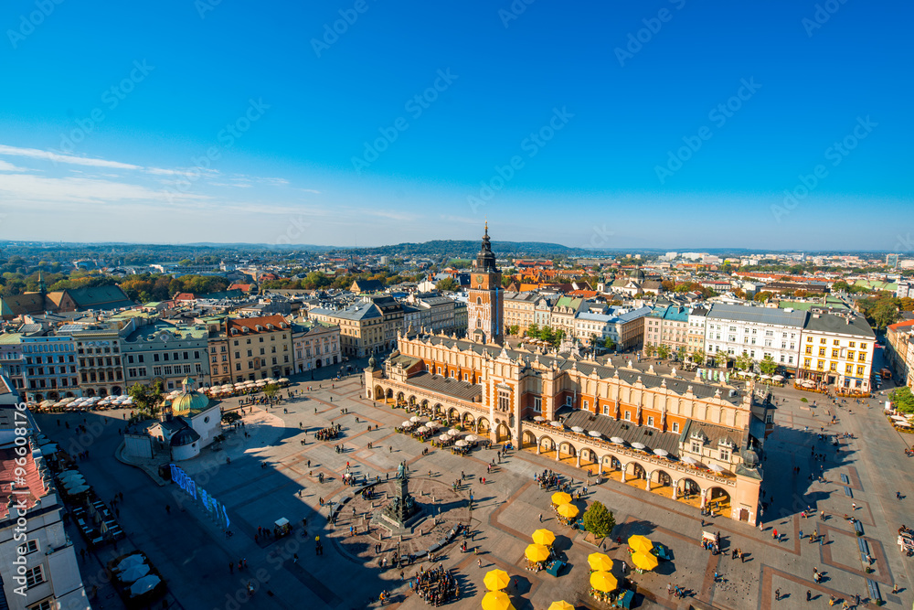 Aerial view on the main market square in Krakow 