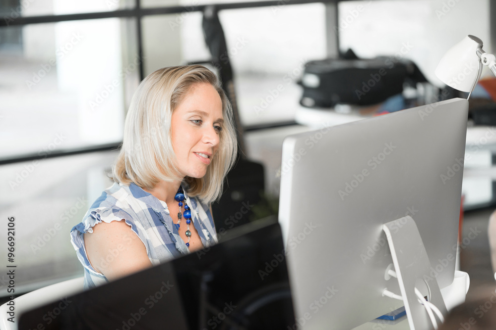 Woman working on computer