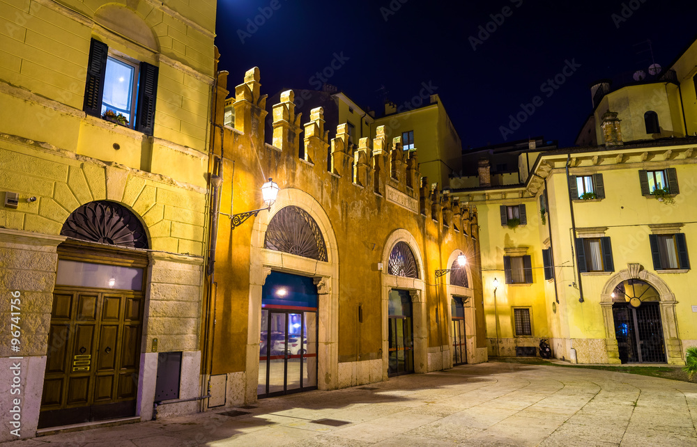 Houses on Piazzetta Pescheria in Verona - Italy