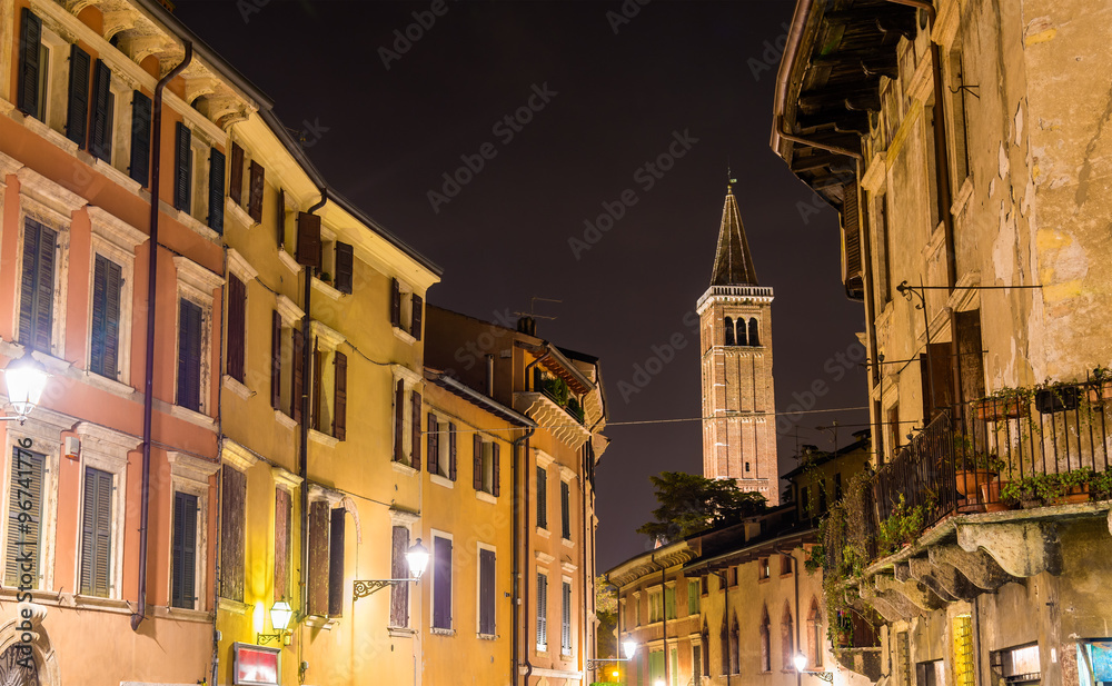 Ponte di Pietra street, campanile of Santa Anastasia church - Ve