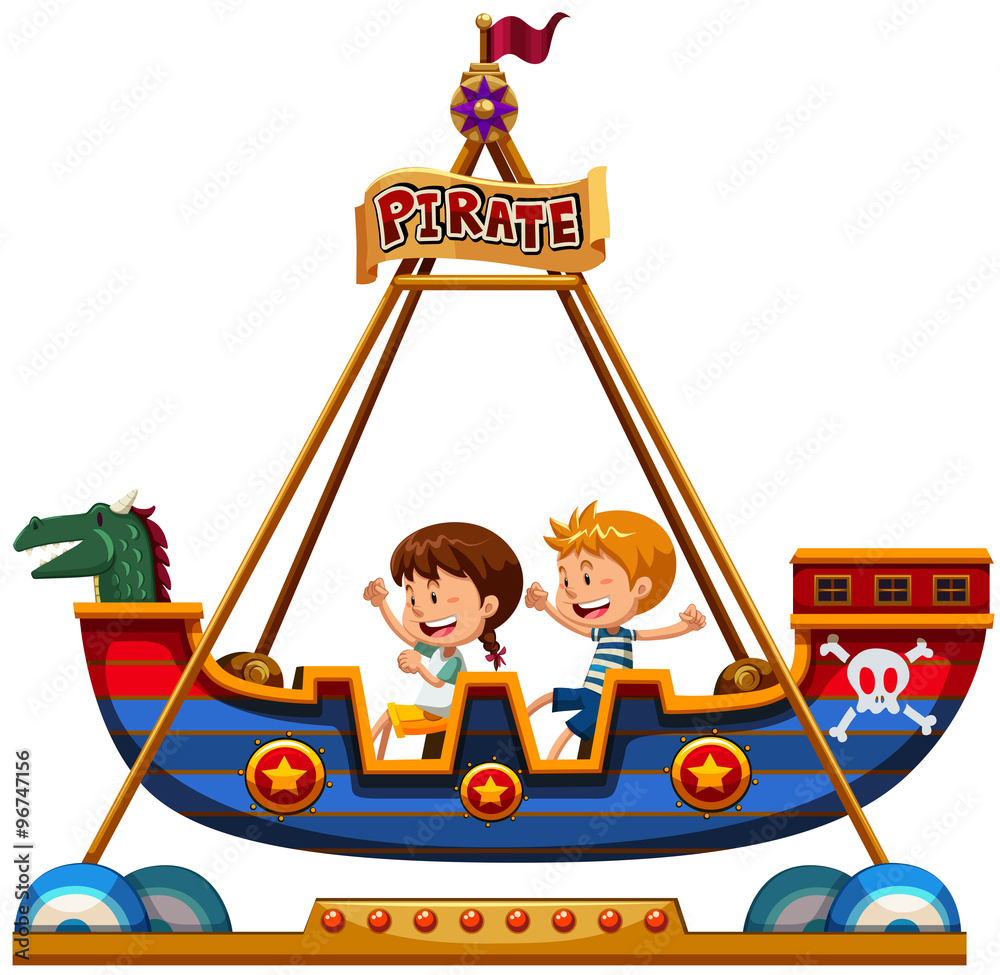 Children riding on viking