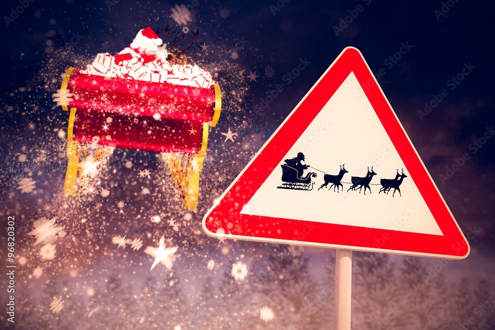 Composite image of christmas road sign