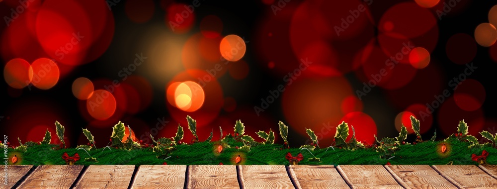 Composite image of wooden desk