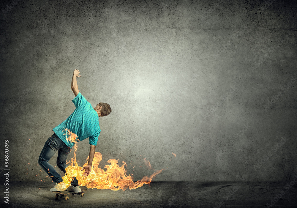 Teenager boy on skate