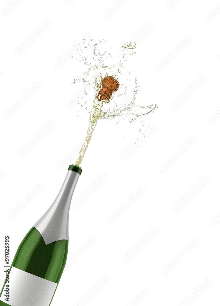 A Champagne bottle popping