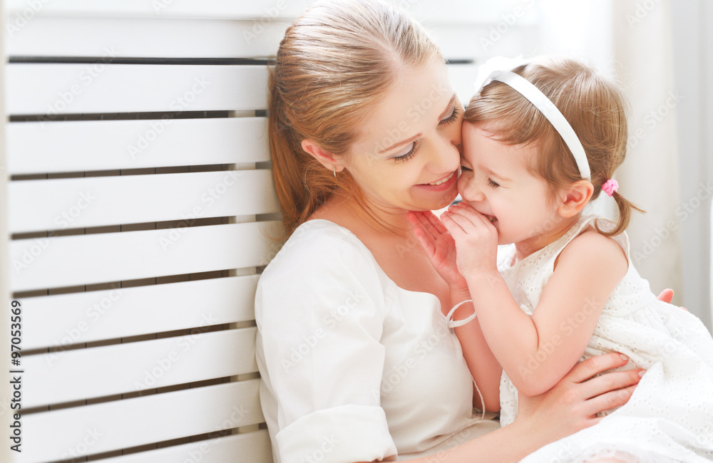 Happy loving family. mother and child laughing and hugging