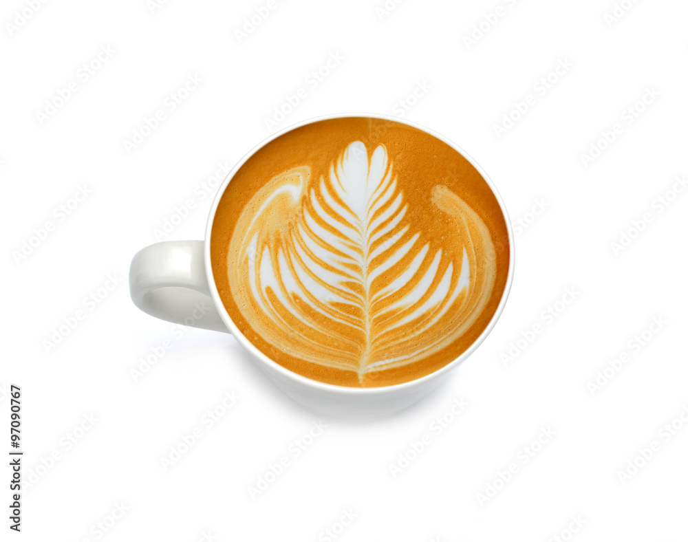 Latte Art, coffee isolated on white background