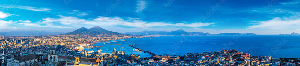 Napoli  and mount Vesuvius in  Italy