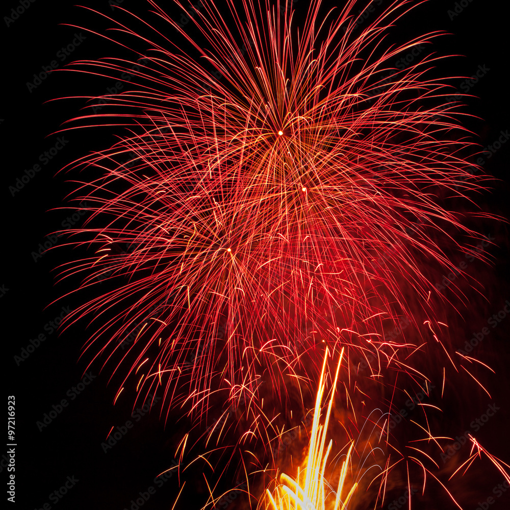 fireworks new year orange gold red 