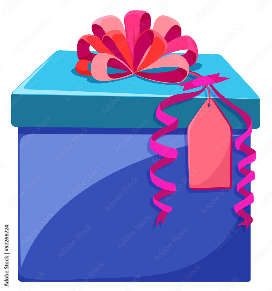 Blue box with pink ribbon