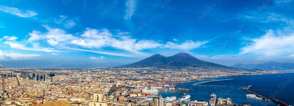 Napoli  and mount Vesuvius in  Italy