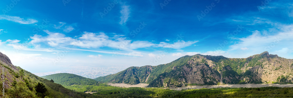 Mountain landscape next to Vesuvius volcano