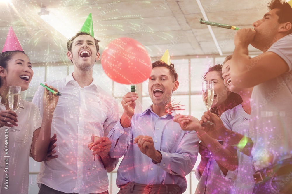 Business team celebrating with champagne