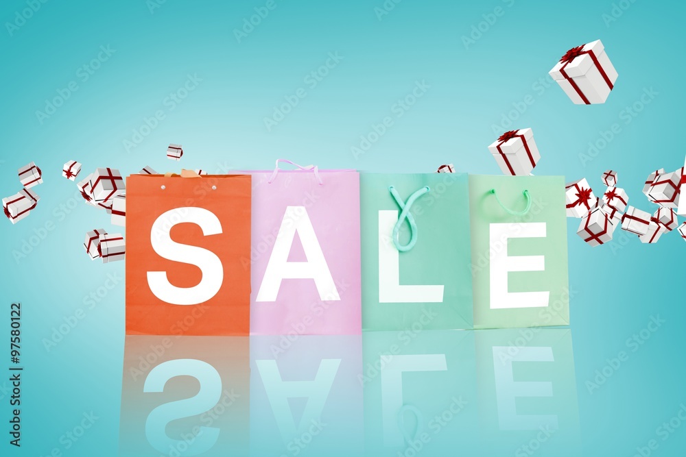 Composite image of sale shopping bags