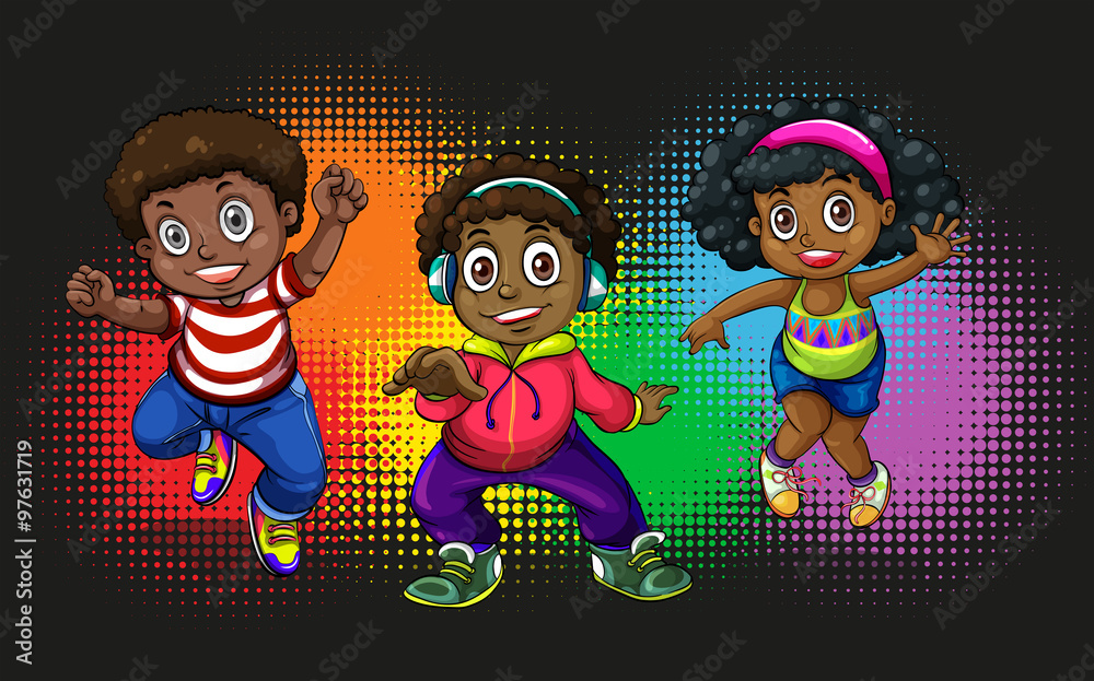 African american children dancing