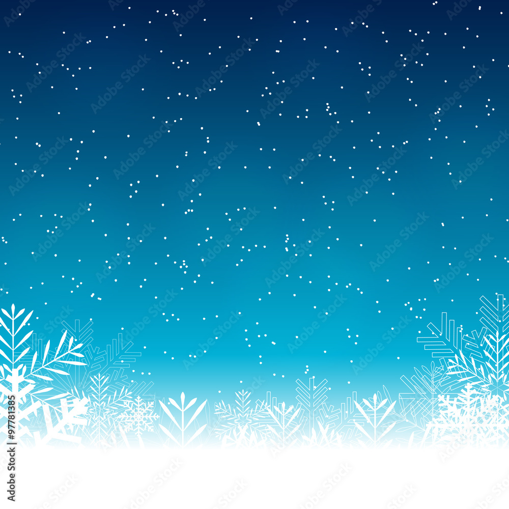 Abstract Beauty Christmas and New Year Background with Snow, Snowflakes. Vector Illustration