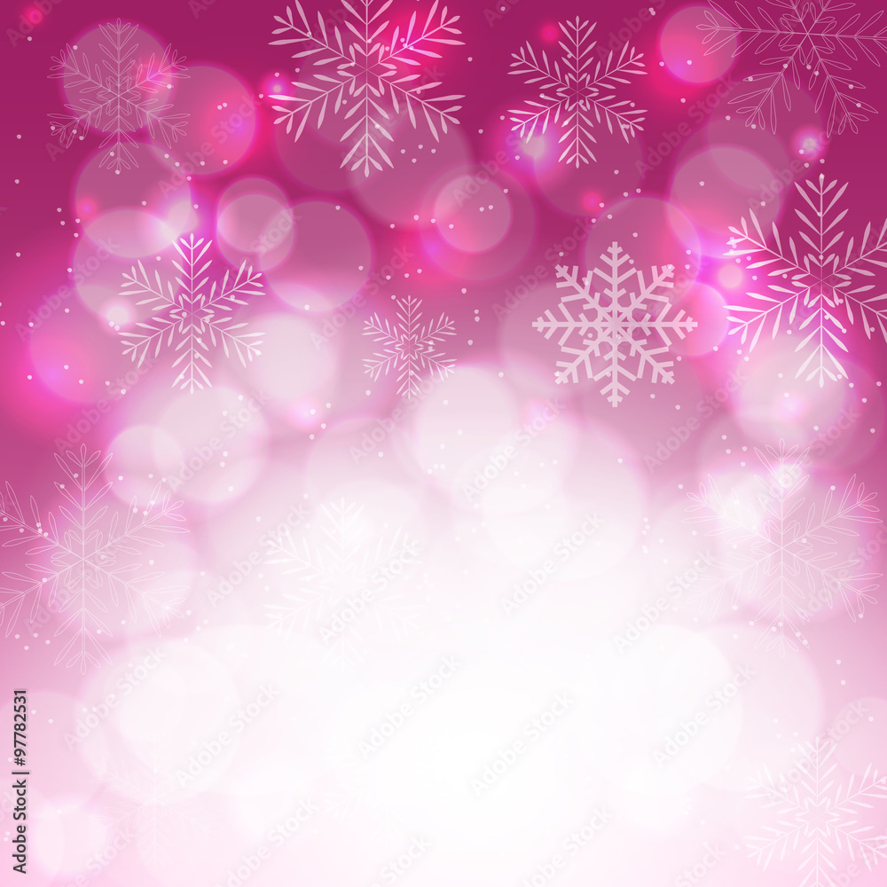 Abstract Beauty Christmas and New Year Background with Snow, Snowflakes. Vector Illustration