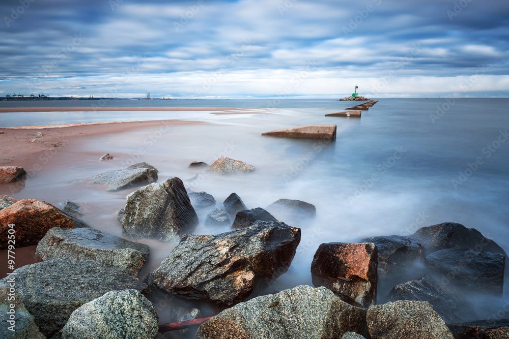 Baltic sea scenery in winter time, Poland