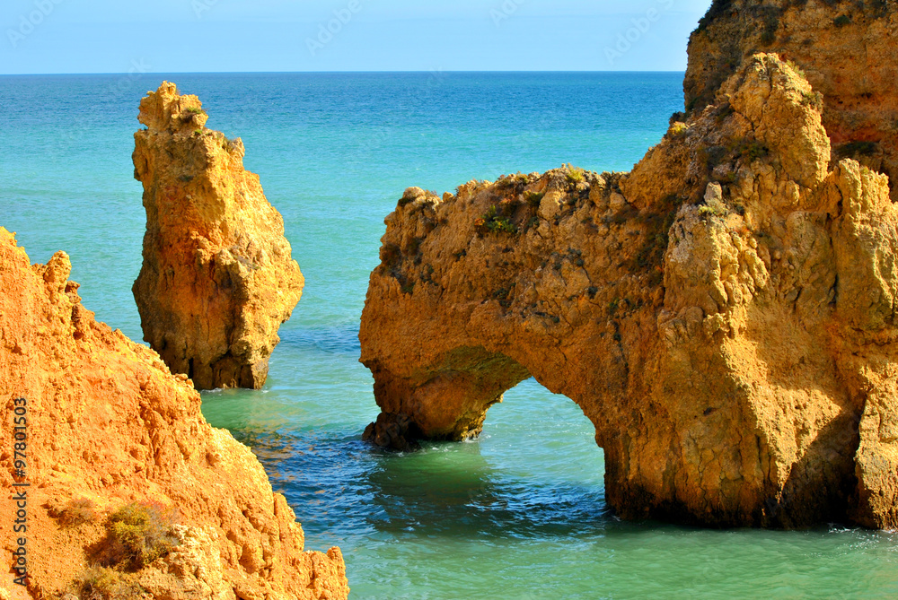 Ponta Da Piedade壮观的岩层