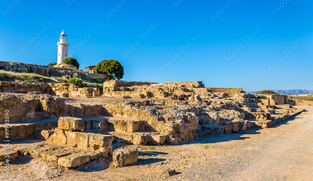 View of lighthouse and Paphos Archaeological Park - Cyprus