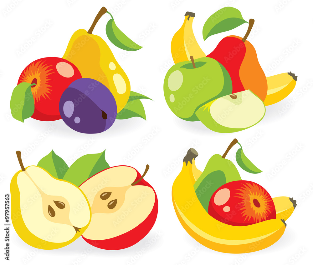 Various fresh fruits vector collection