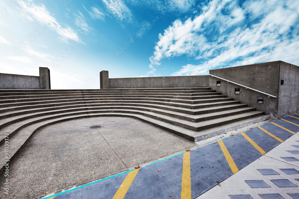 skyscape on view of empty ground with steps