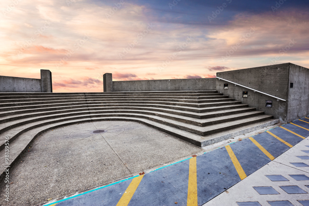 skyscape on view of empty ground with steps