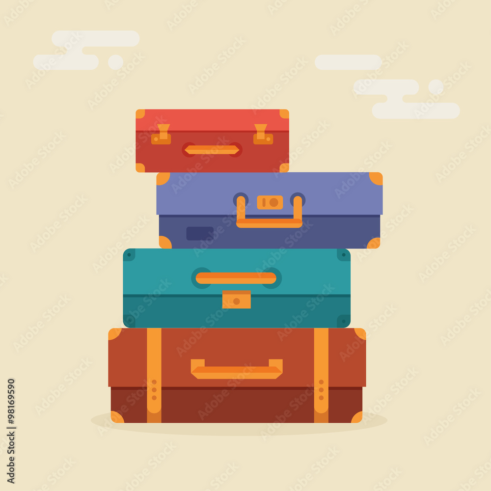 Suitcases stacked vector illustration