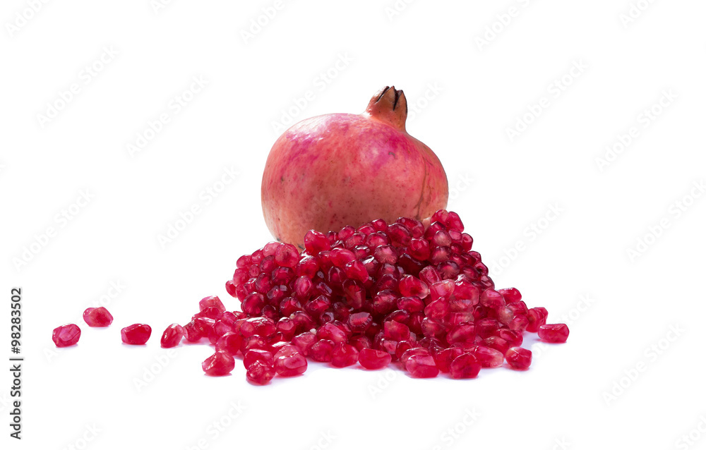 Pomegranate on white background