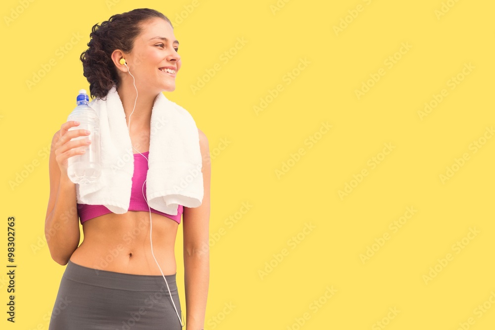 Composite image of fit woman with water