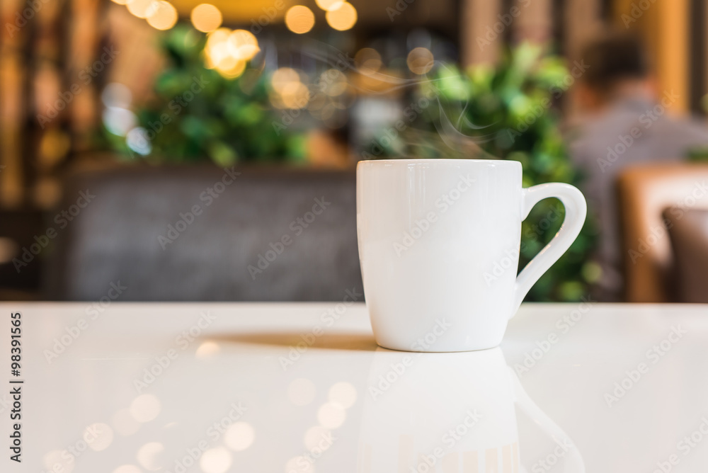 white coffee cup in coffee shop