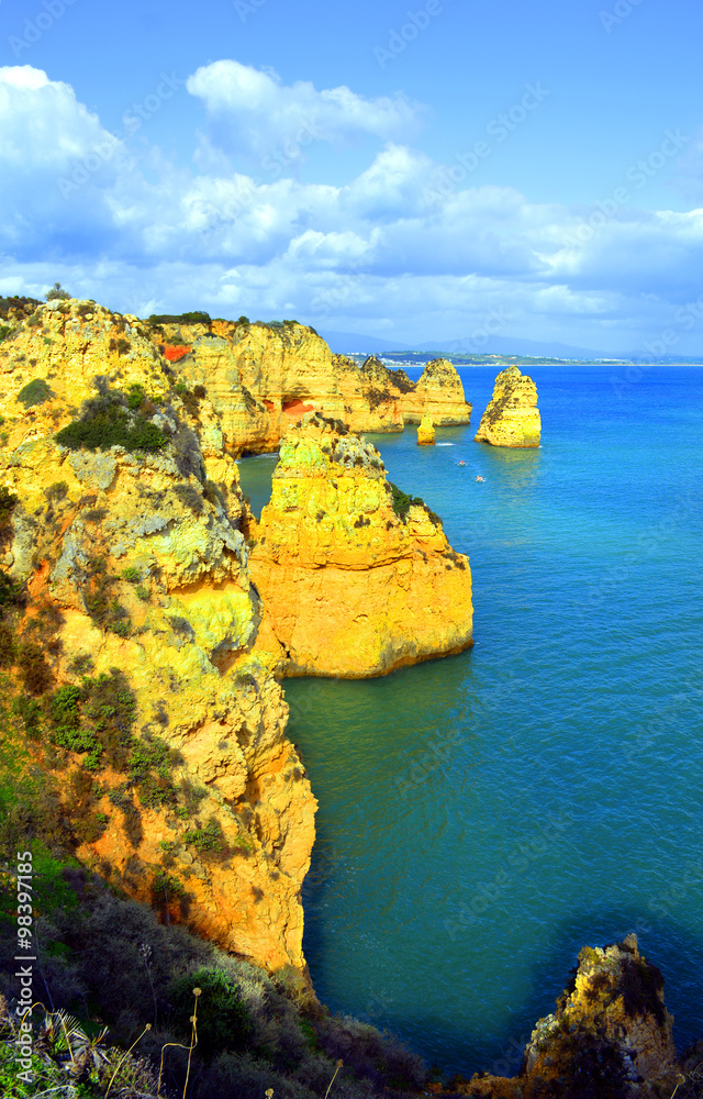 Ponta Da Piedade壮观的岩层