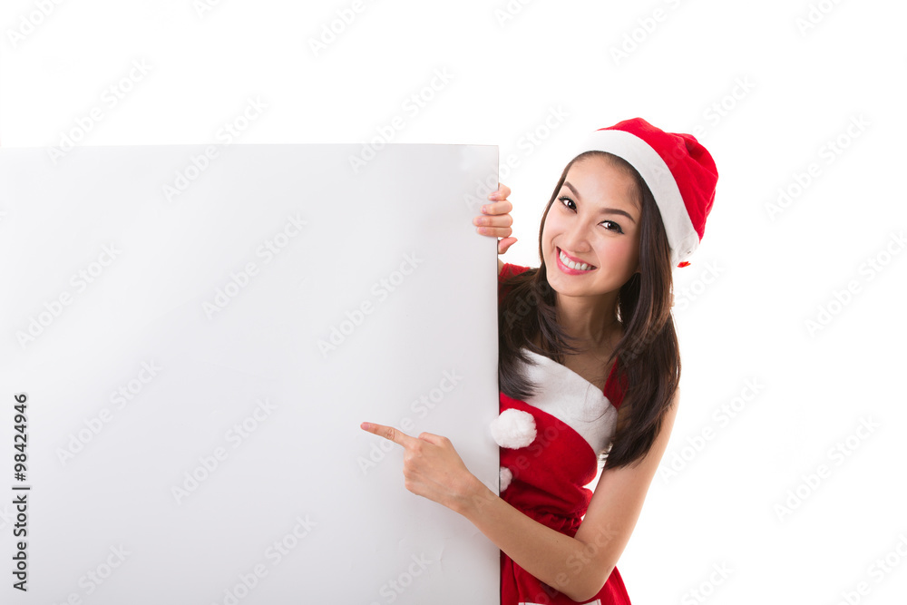 Beautiful Asia woman wear Santa Clause costume