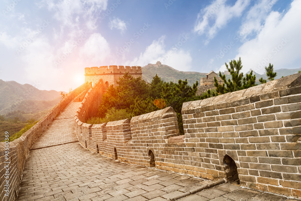 The magnificent Great Wall of China at sunset