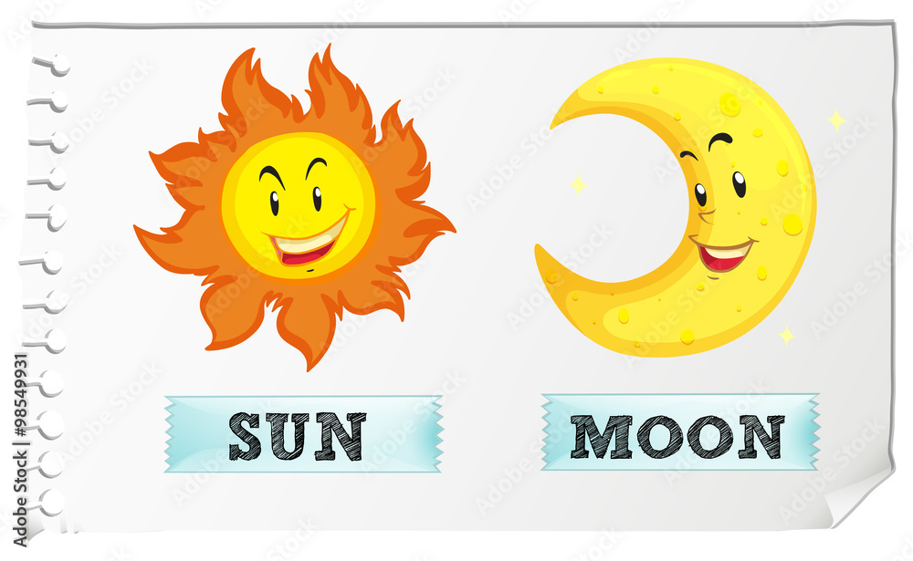 Sun and moon with happy face