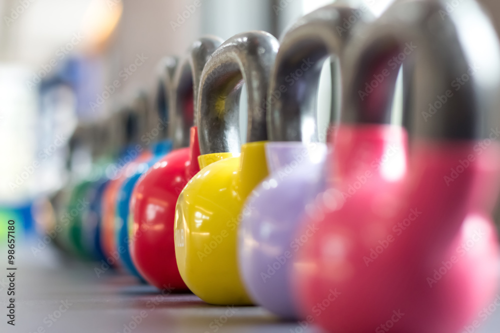 colorful kettle bell on table