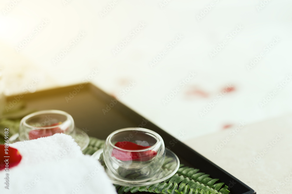 interior of spa bathroom with bathtub