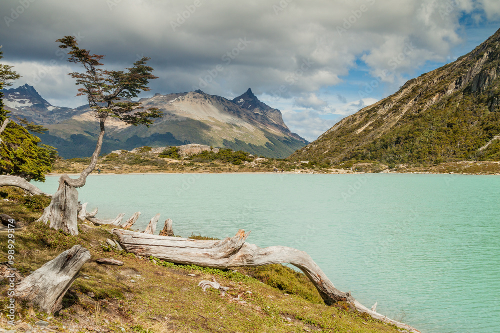 阿根廷火地岛Esmerlanda湖（翡翠湖）景观