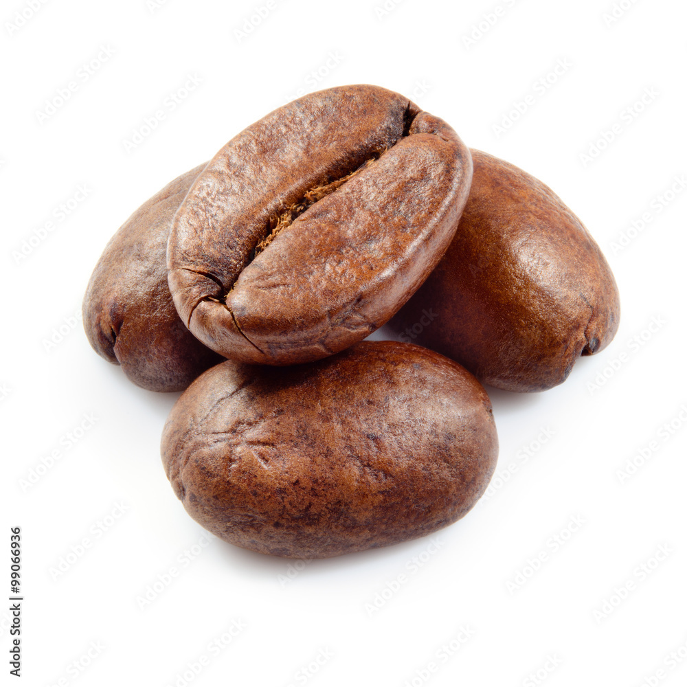 Coffee beans isolated on white.