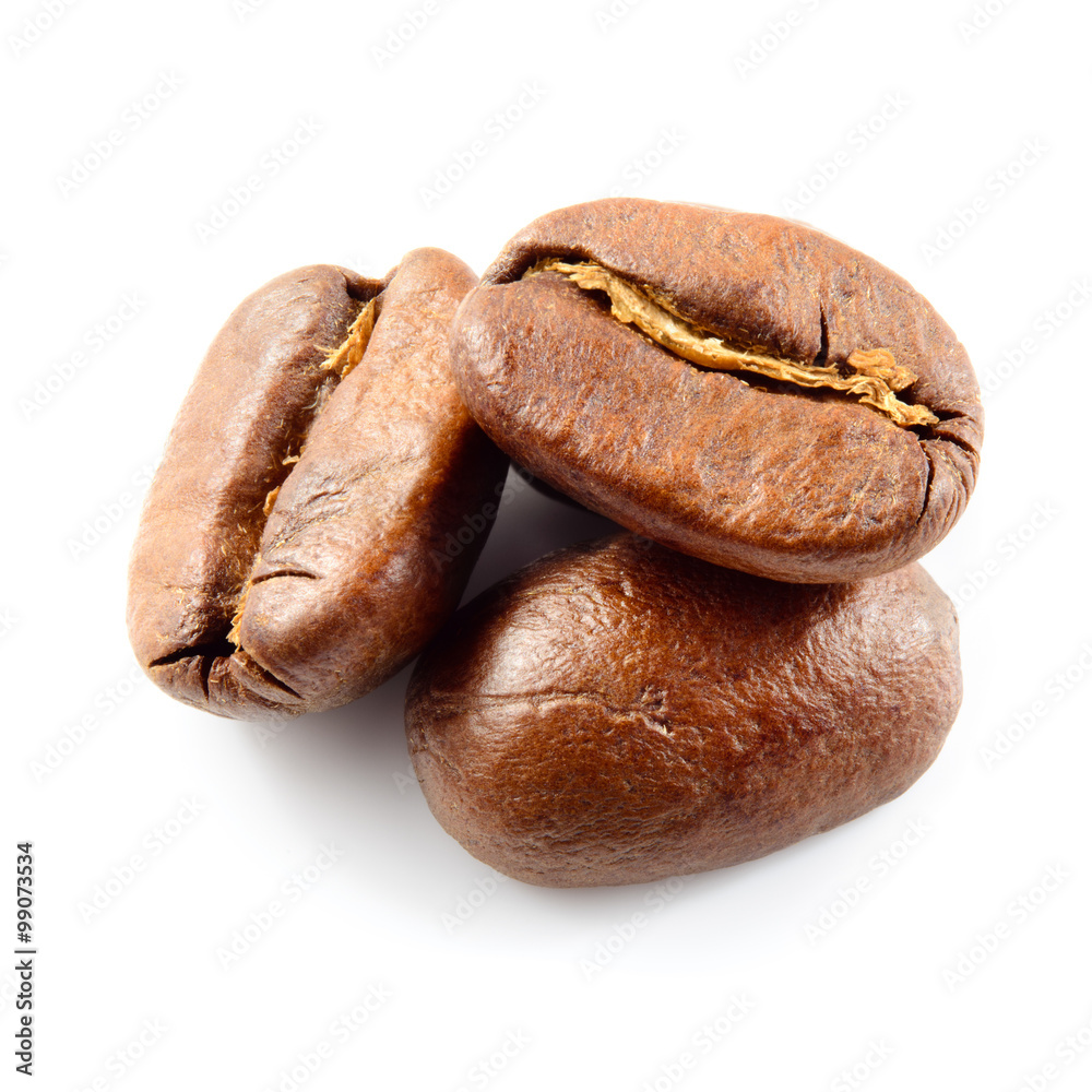 Coffee beans isolated on white.