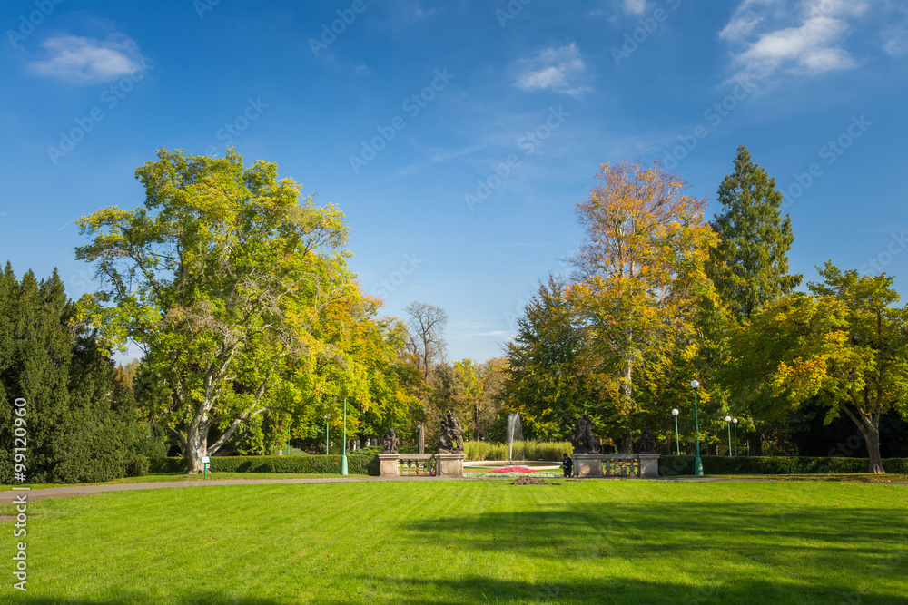 Green lawn in Royal Garden in Prague, Czech