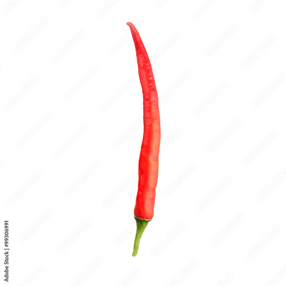 Red hot chili peppers on white background.