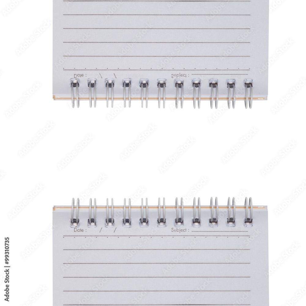 white paper  book on white background.