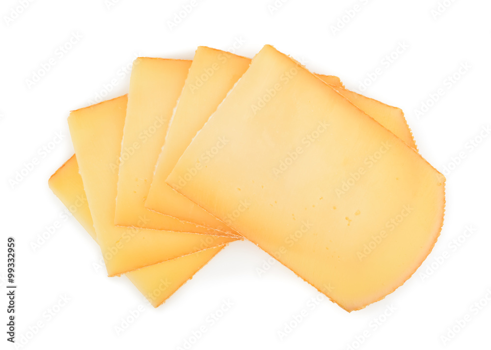 Raclette cheese isolated on white background