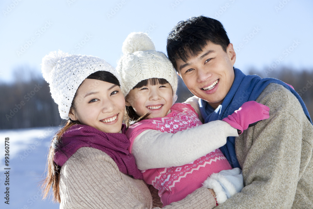 Family portrait in winter time